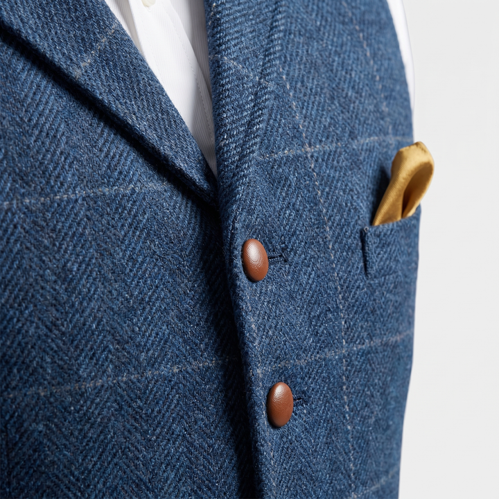Checked tweed vest with lapels for men