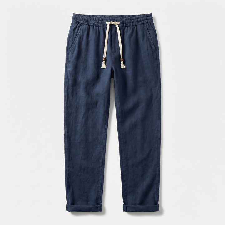 Linen pants with drawstring waistband for men