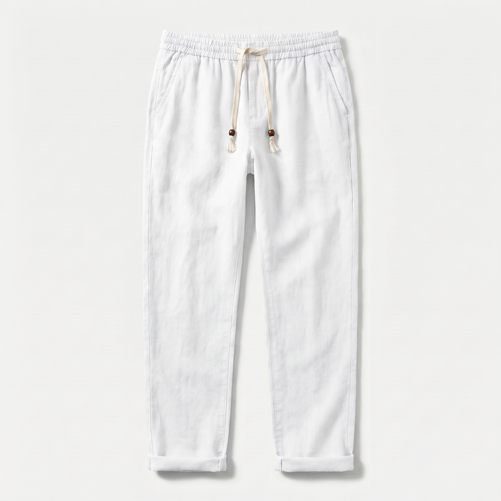 Linen pants with drawstring waistband for men