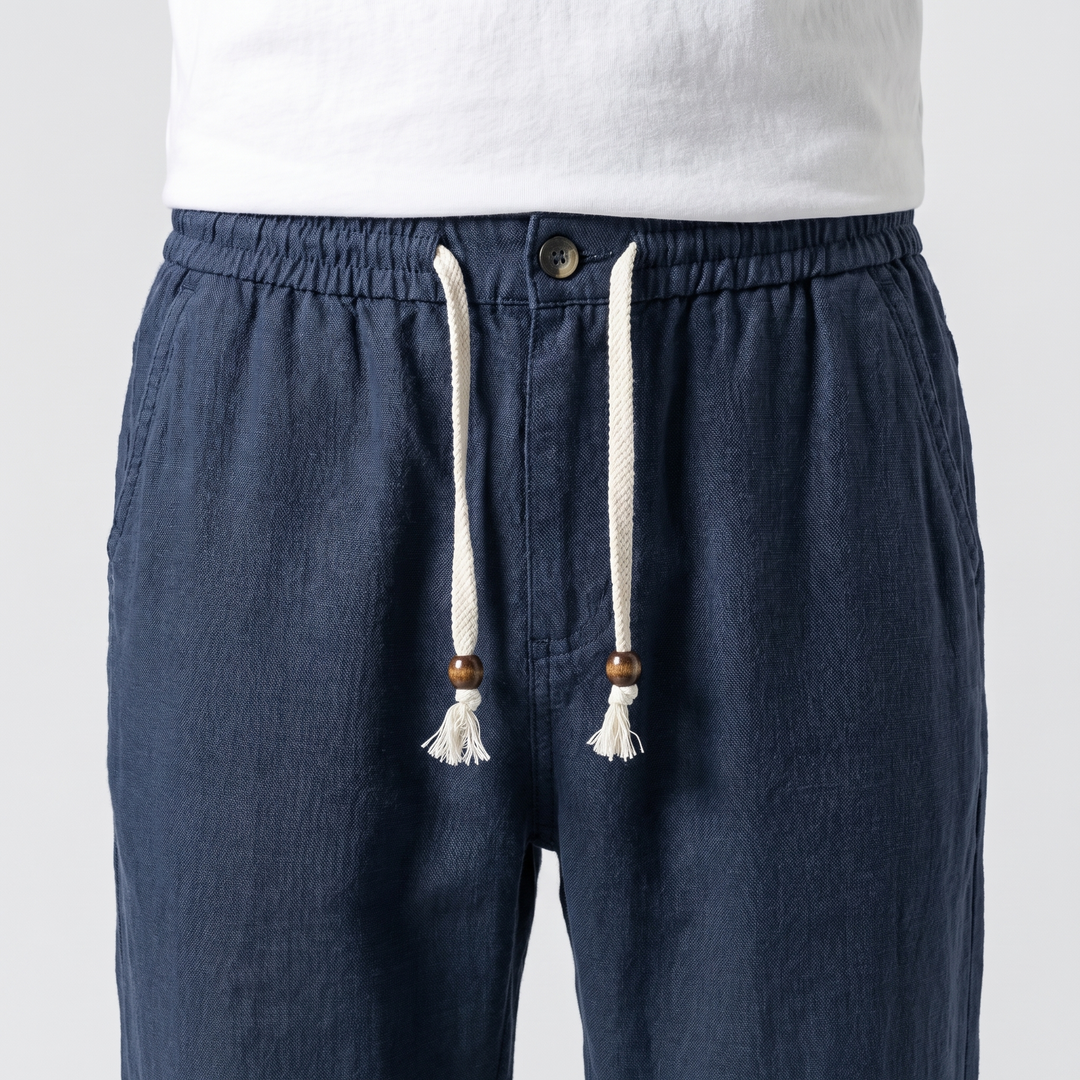 Linen pants with drawstring waistband for men