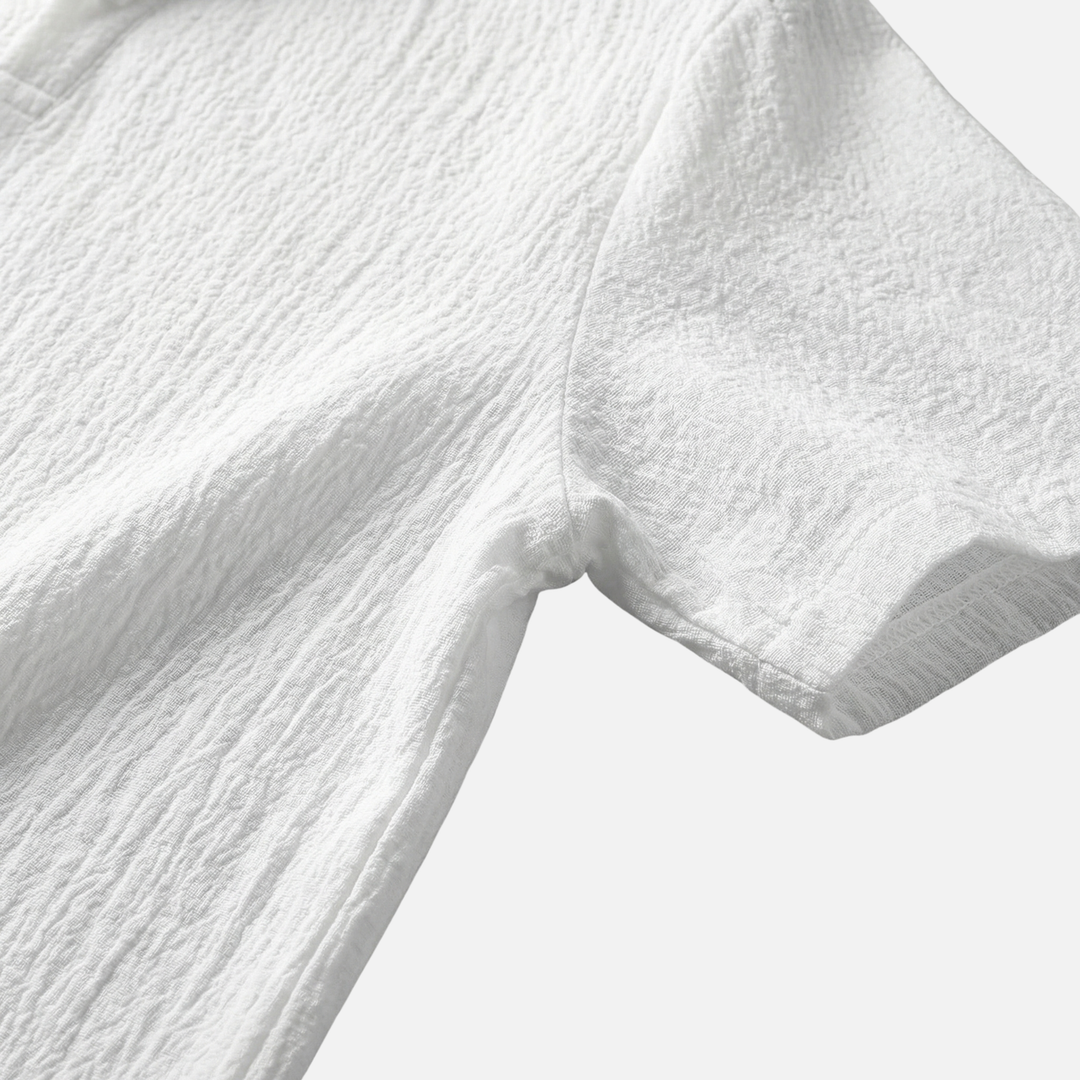Light Linen Summer Set – Short-Sleeve Shirt & Drawstring Pants for Men