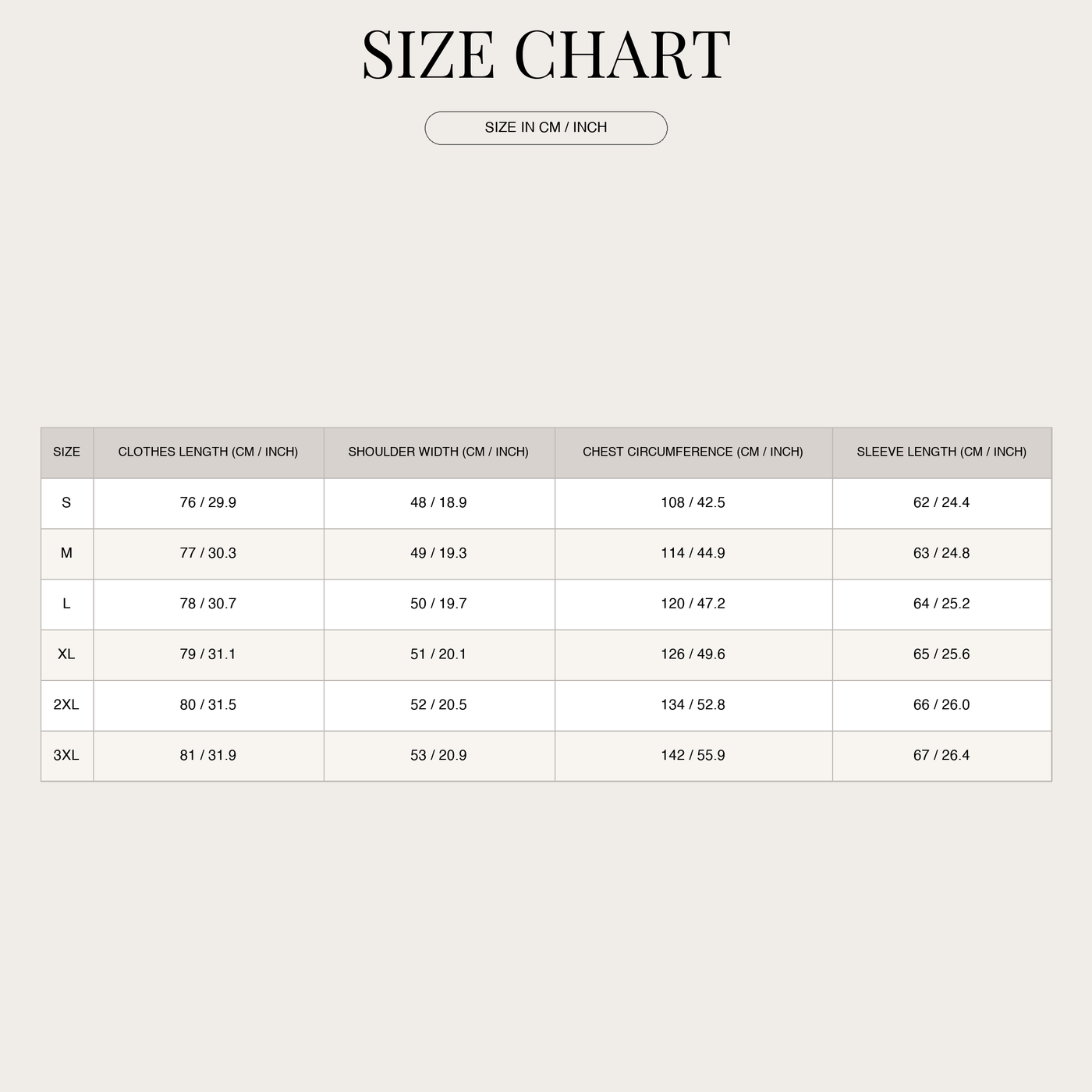 Λινό overshirt με τσέπες στο στήθος για άνδρες size chart