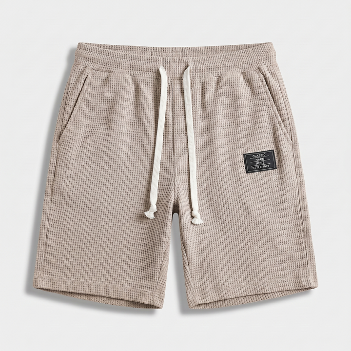 Loose waffle knit slip-on shorts for men