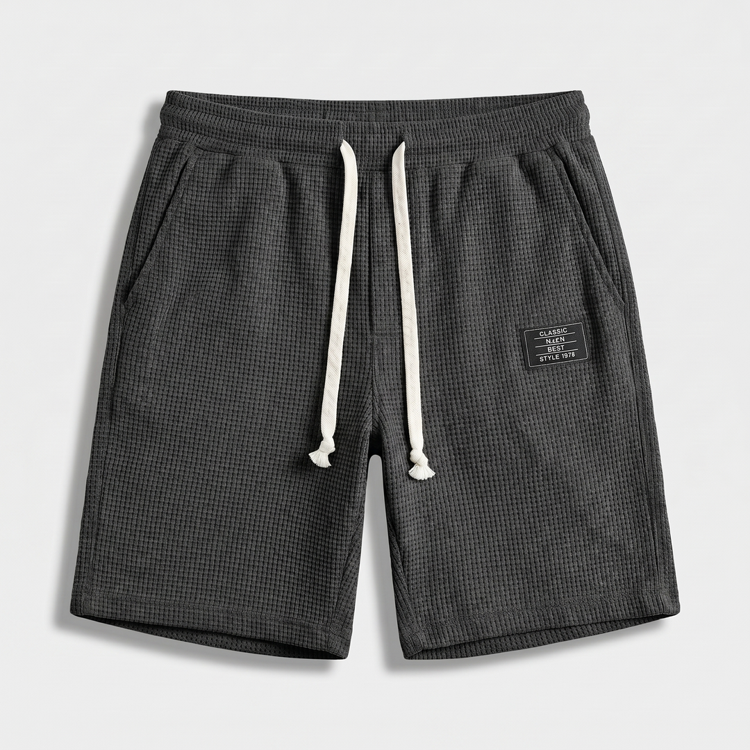 Loose waffle knit slip-on shorts for men