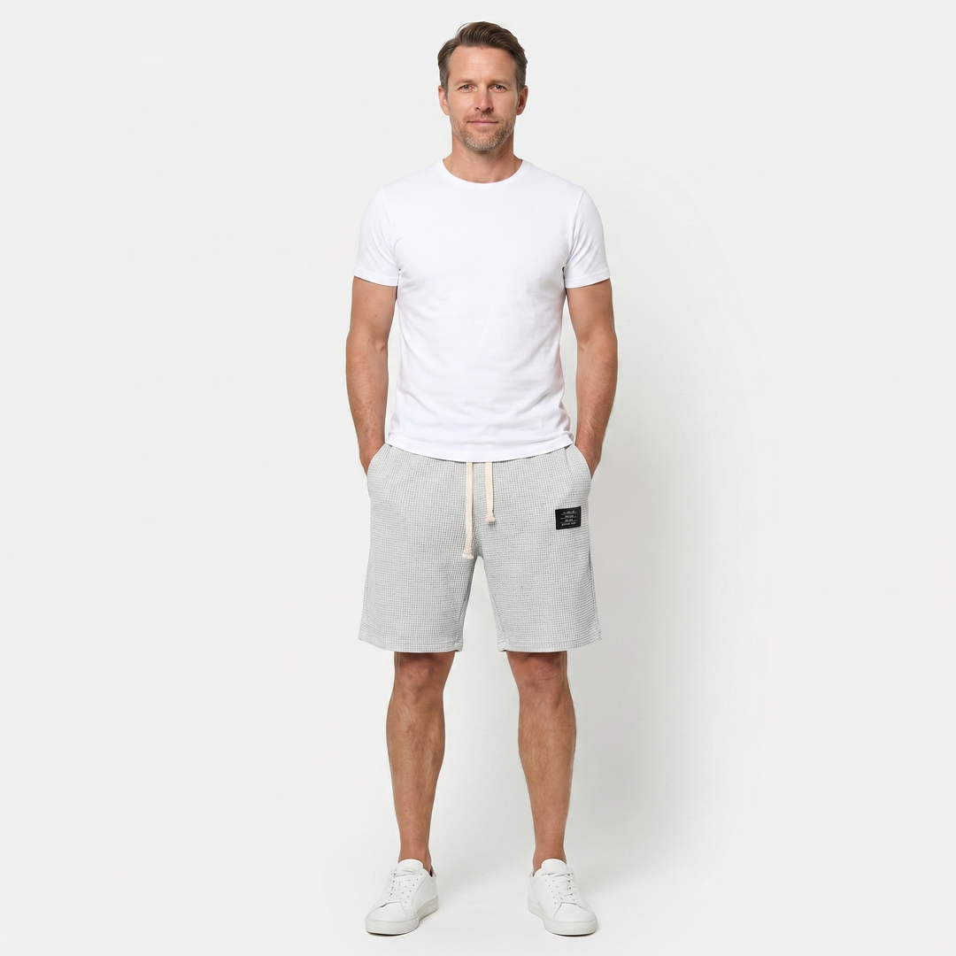 Loose waffle knit slip-on shorts for men