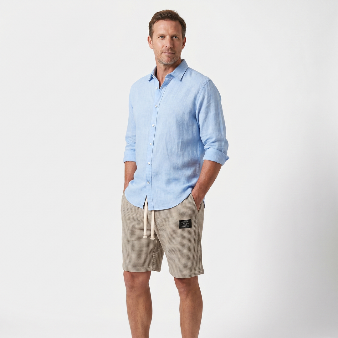 Loose waffle knit slip-on shorts for men