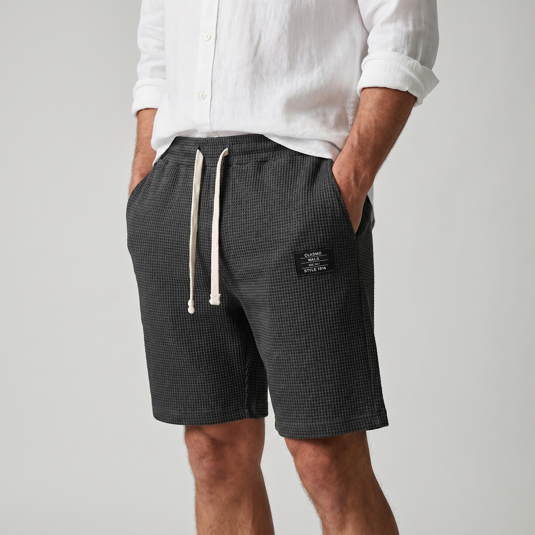 Loose waffle knit slip-on shorts for men