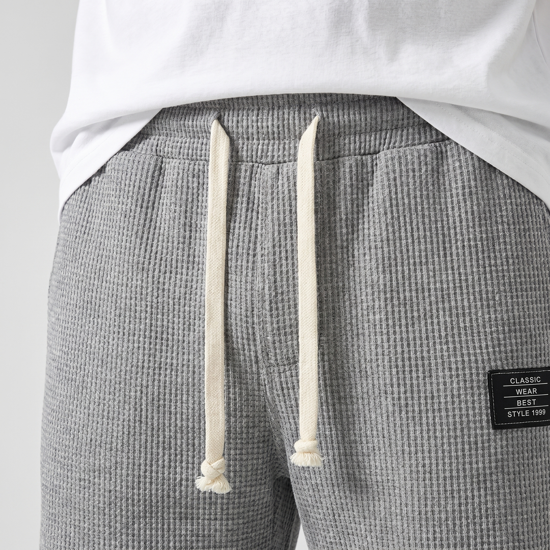 Loose waffle knit slip-on shorts for men