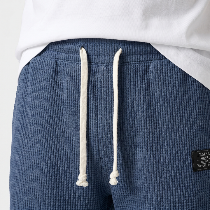Loose waffle knit slip-on shorts for men