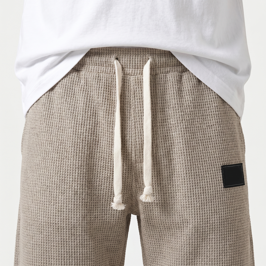 Loose waffle knit slip-on shorts for men