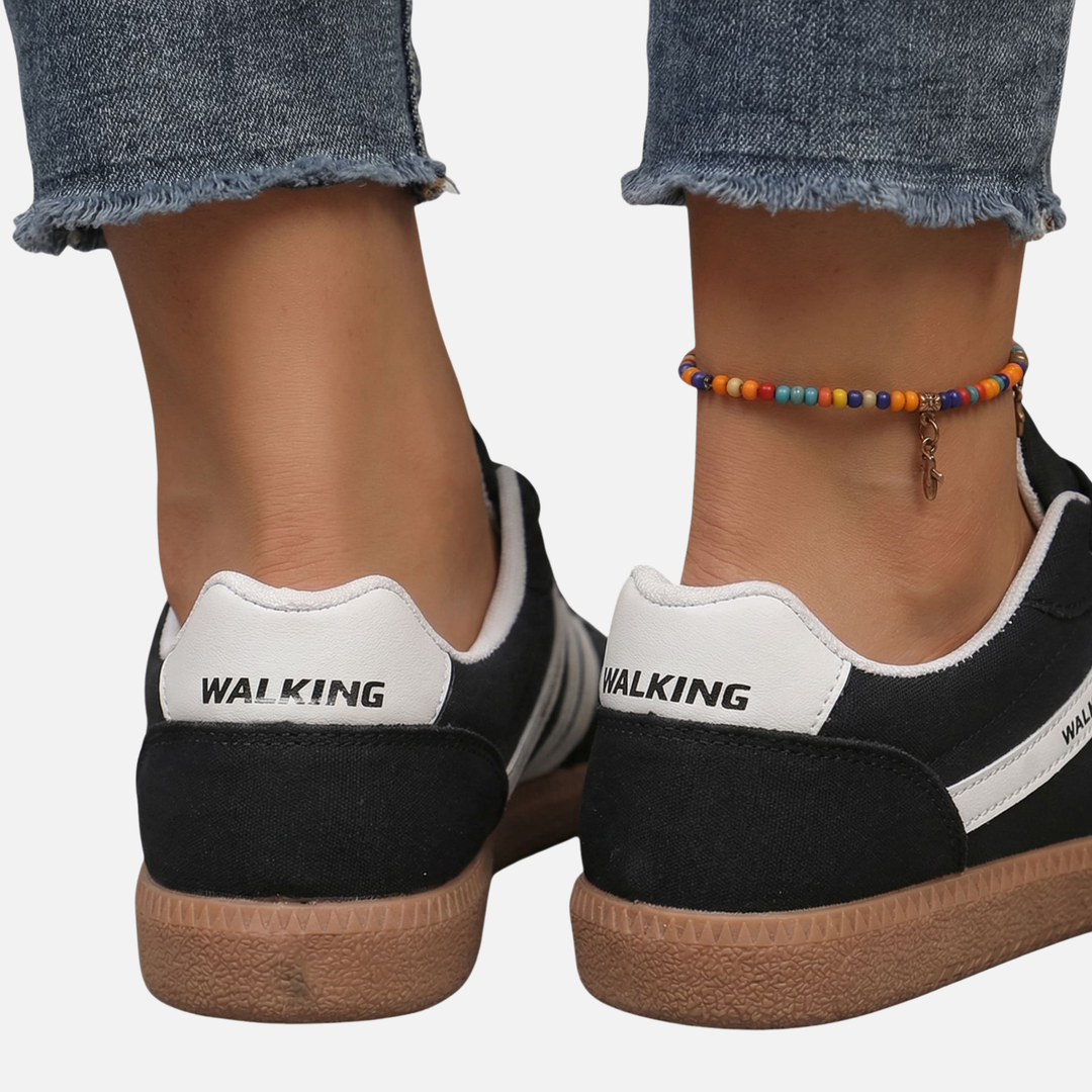Synthetic strappy sandals – Flat sole with buckle for women