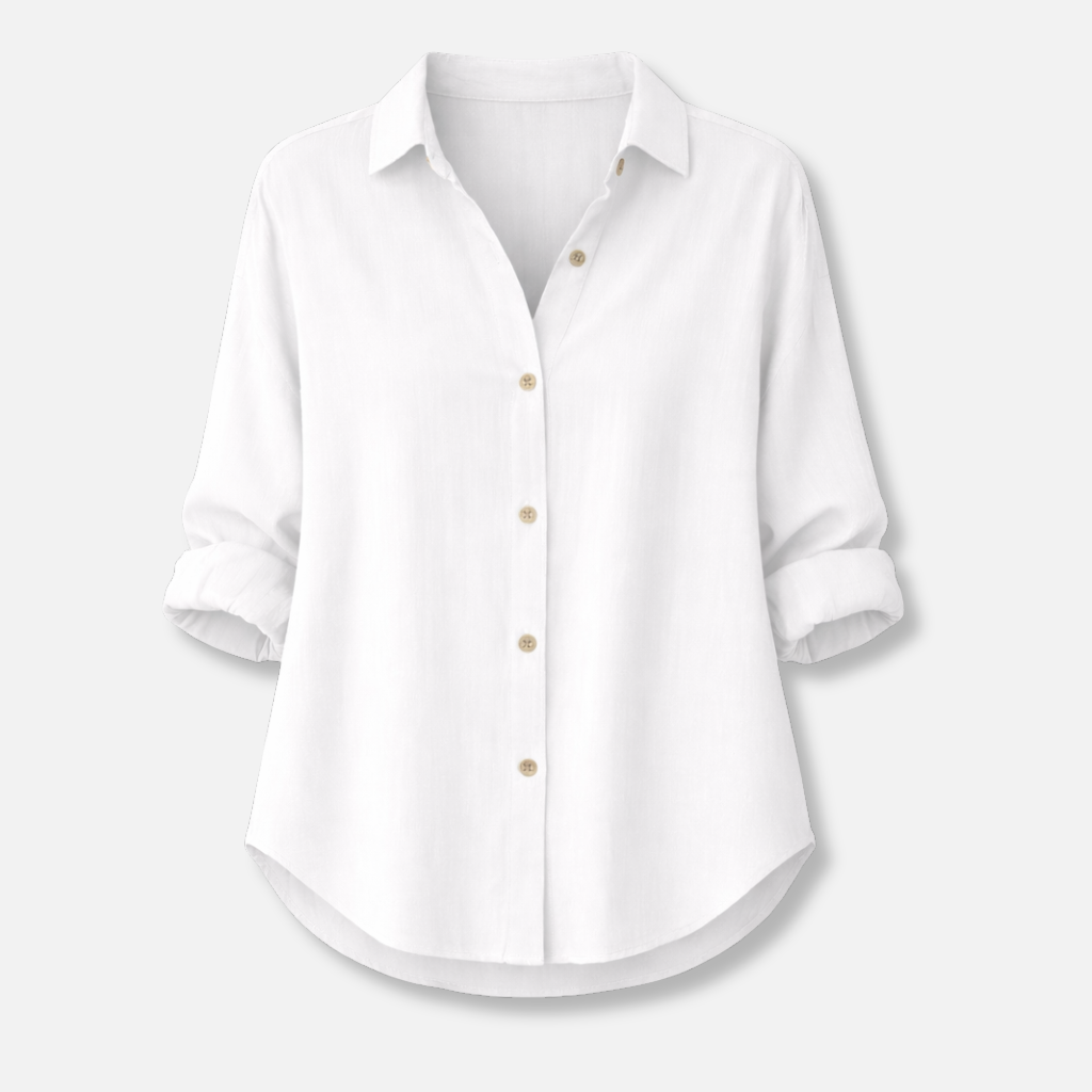Blusa estiva leggera con maniche arrotolate da donna
