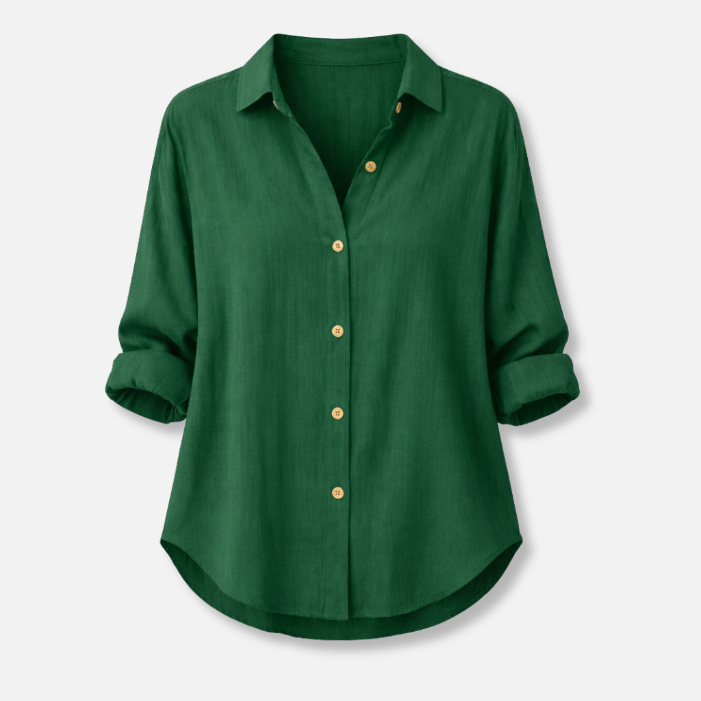 Blusa estiva leggera con maniche arrotolate da donna
