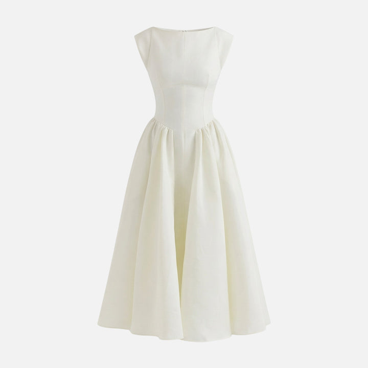 Abito midi con scollo rotondo e orlo svasato da donna
