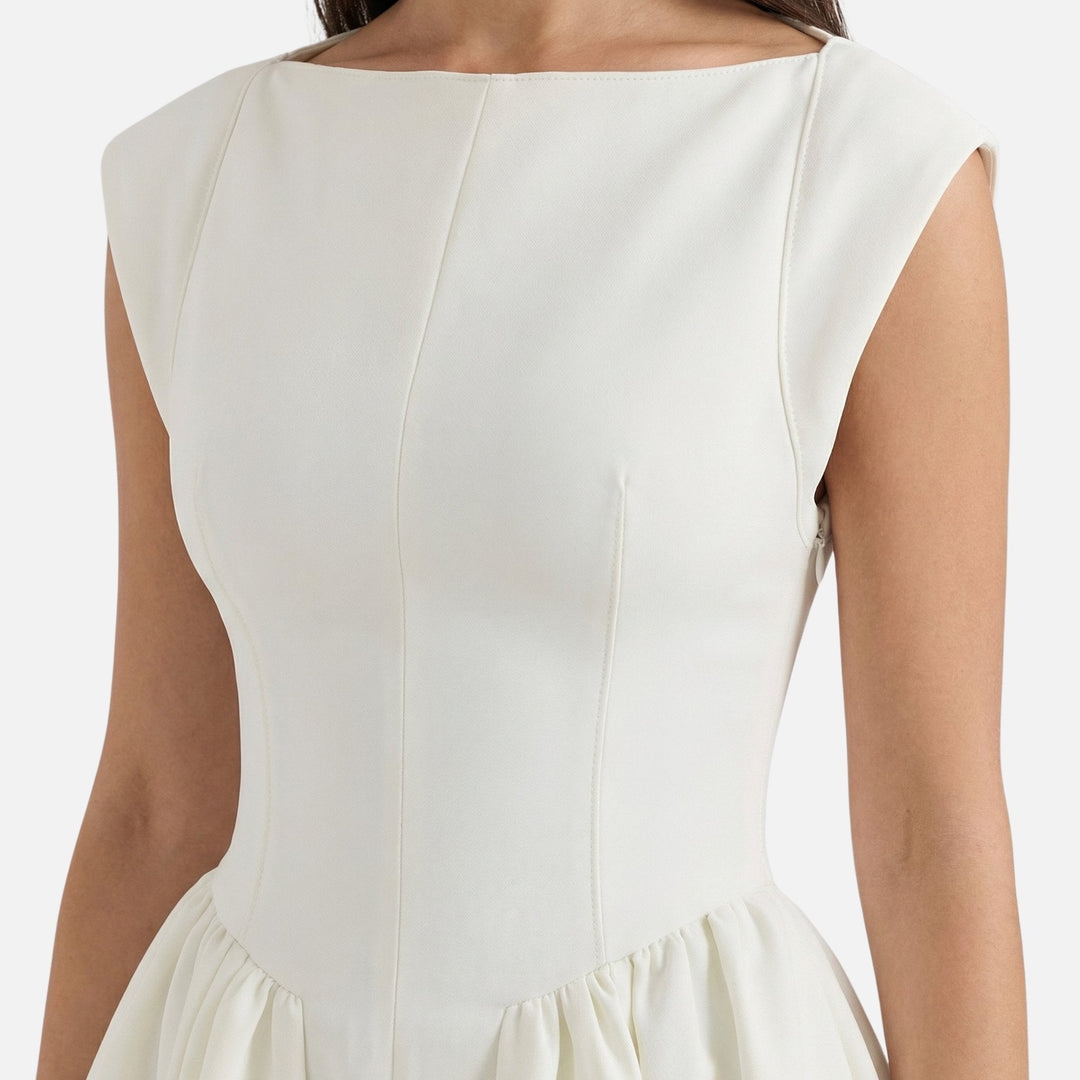 Abito midi con scollo rotondo e orlo svasato da donna