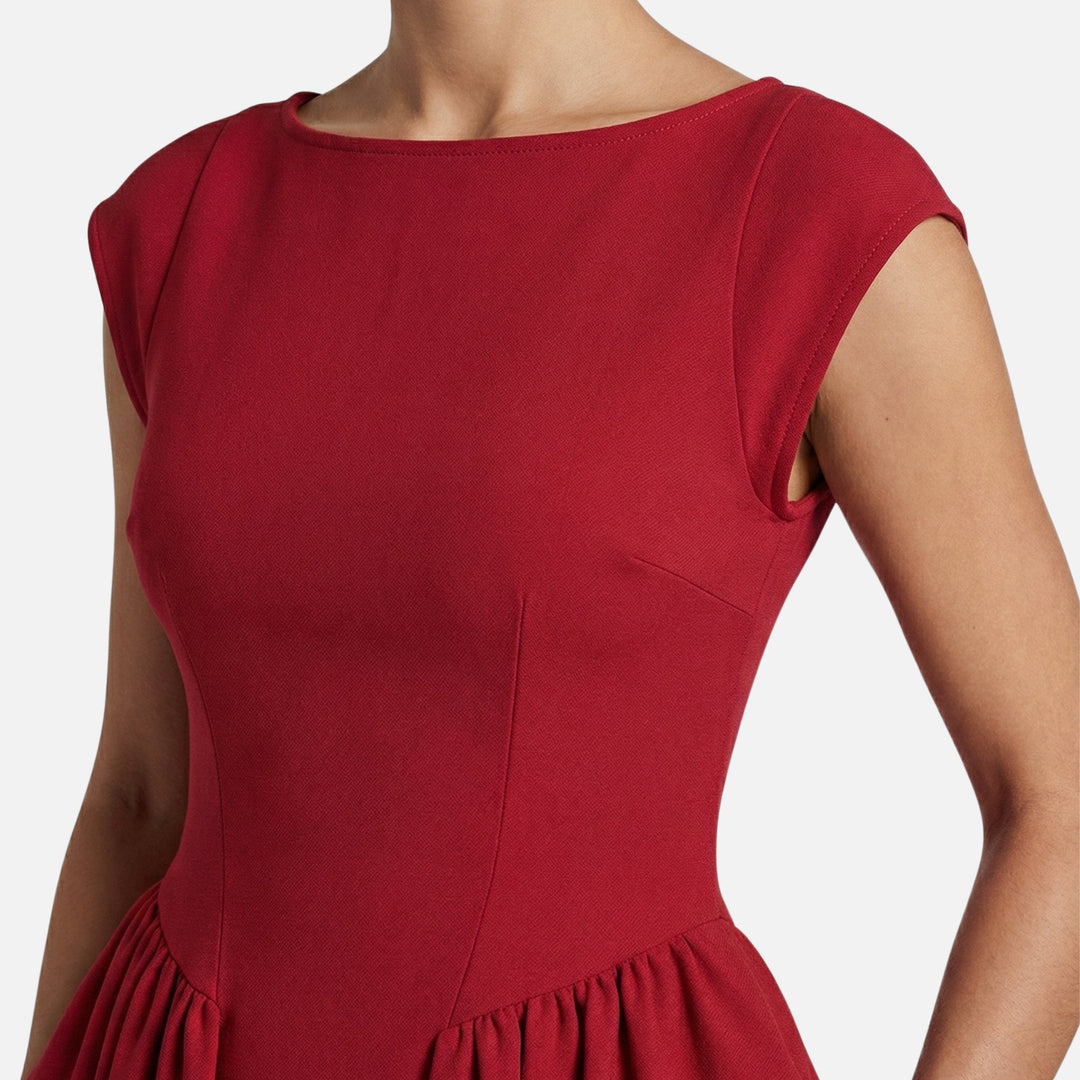 Abito midi con scollo rotondo e orlo svasato da donna