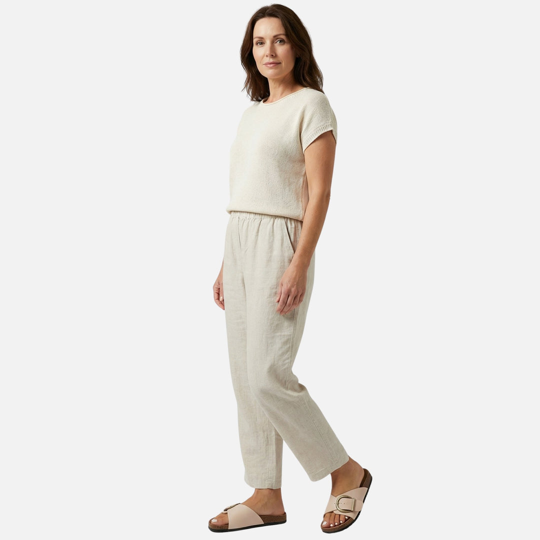 Slip-on sandals in suede look with cork footbed for women