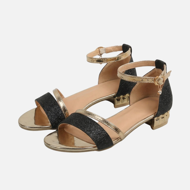 Block heel sandals with ankle strap for women