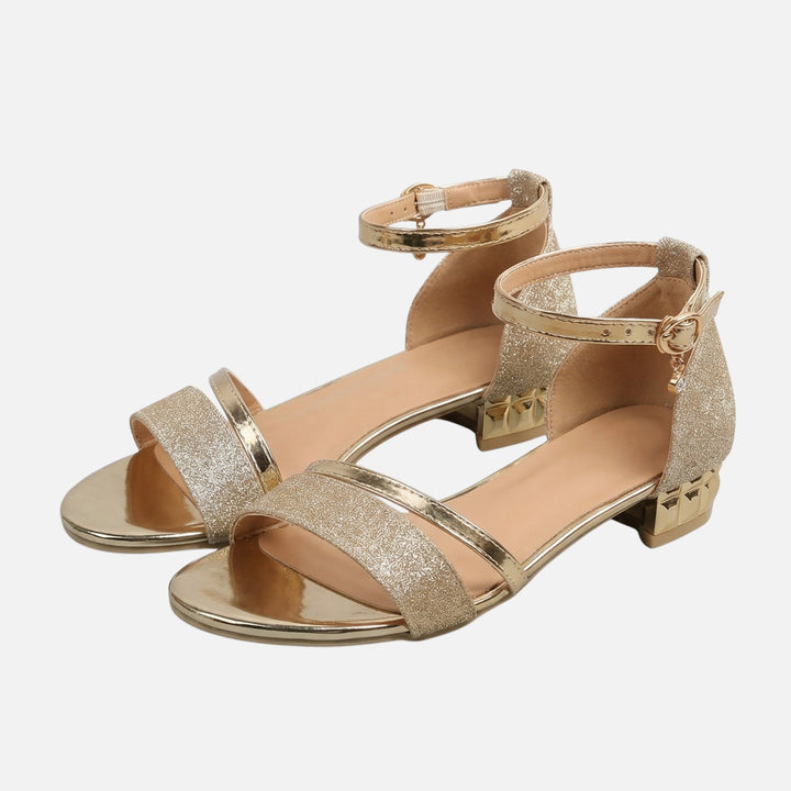 Block heel sandals with ankle strap for women