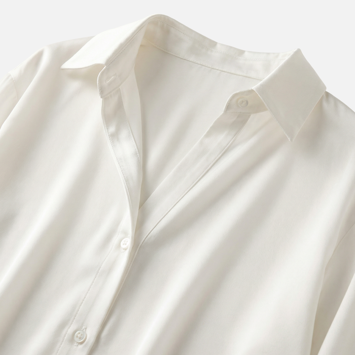 Satin Blouse with Long Sleeves and Button Cuffs for Women