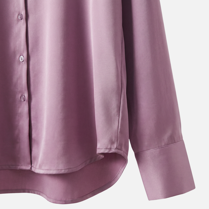 Satin Blouse with Long Sleeves and Button Cuffs for Women