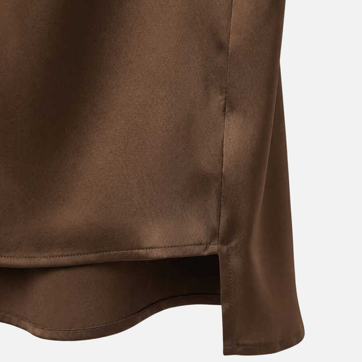 Satin Blouse with Long Sleeves and Button Cuffs for Women