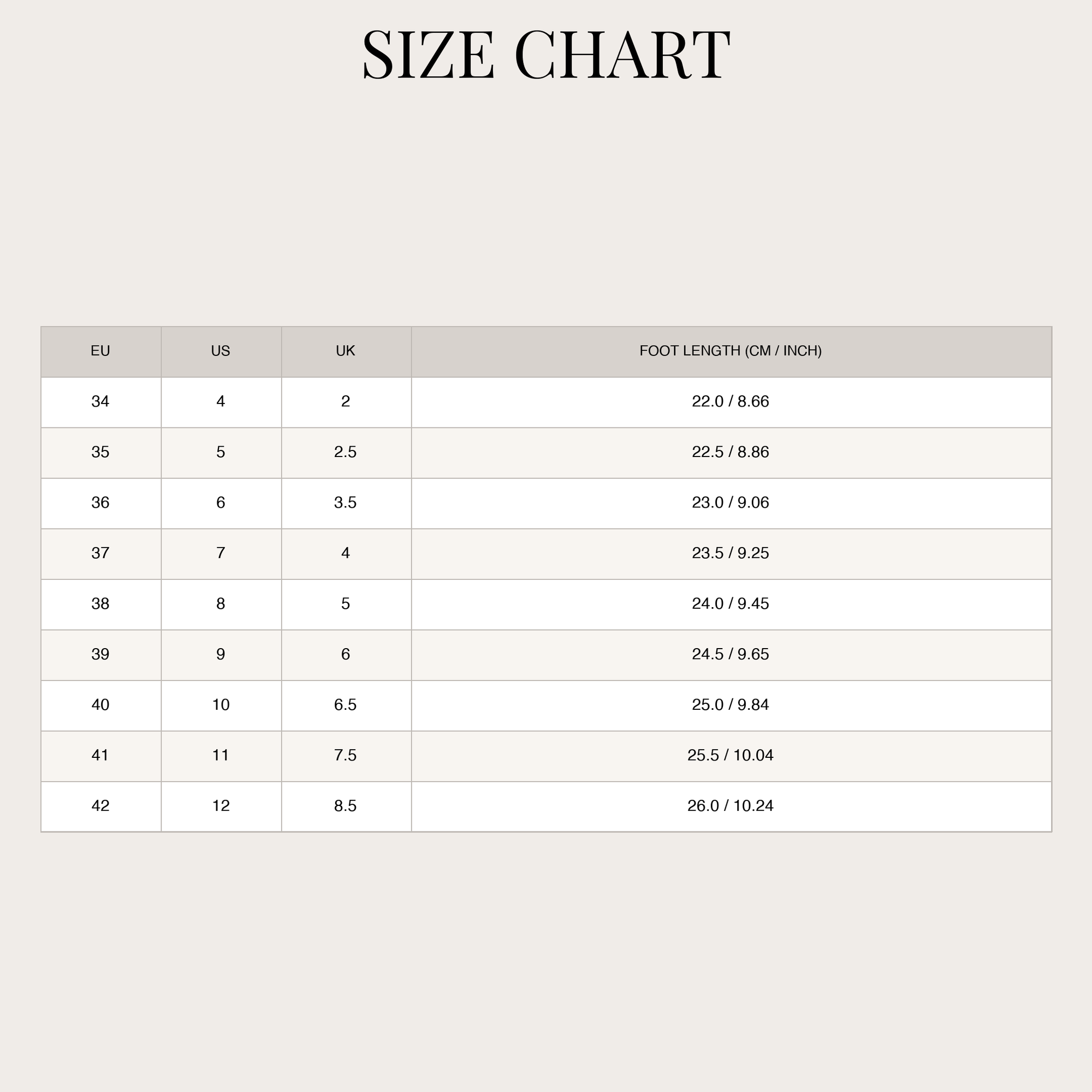 Size chart
