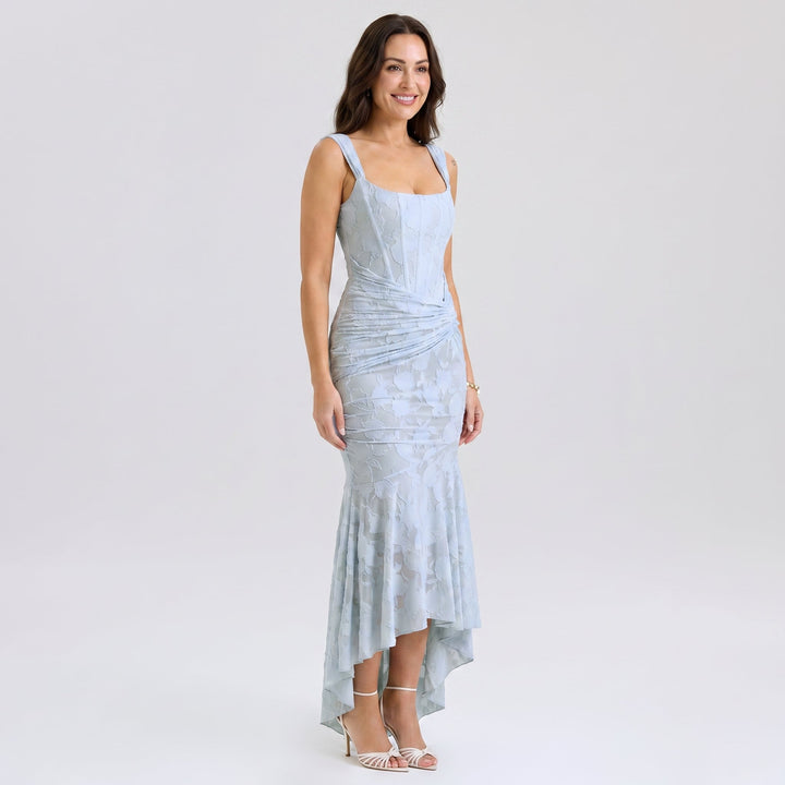 Figure-shaping sleeveless lace maxi dress for women