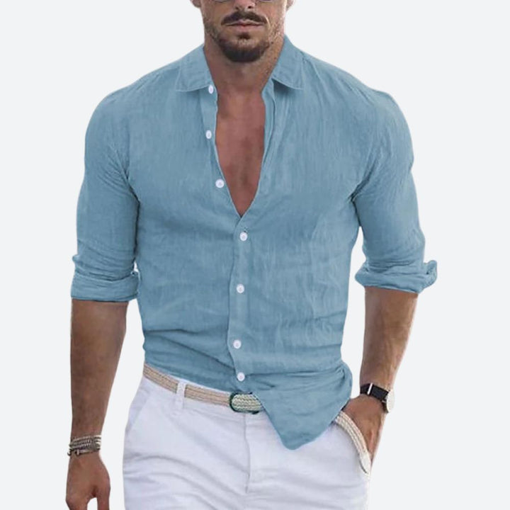 Slim_Fit_Leinen_Sommerhemd_mit_offenem_Kragen_fuer_Herren_1