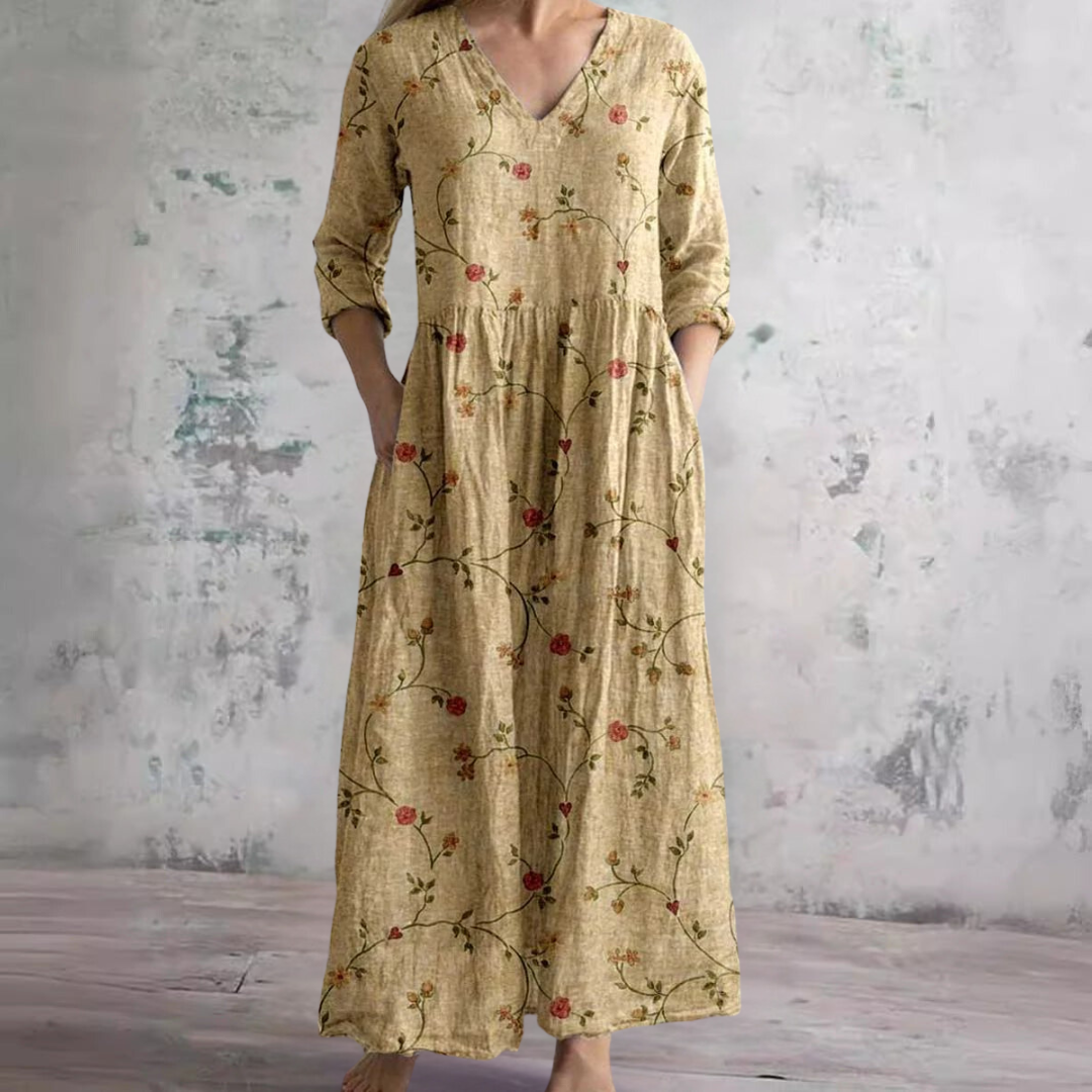 Sommerkleid_fuer_Damen_V_Ausschnitt_mit_Blumenmuster_5