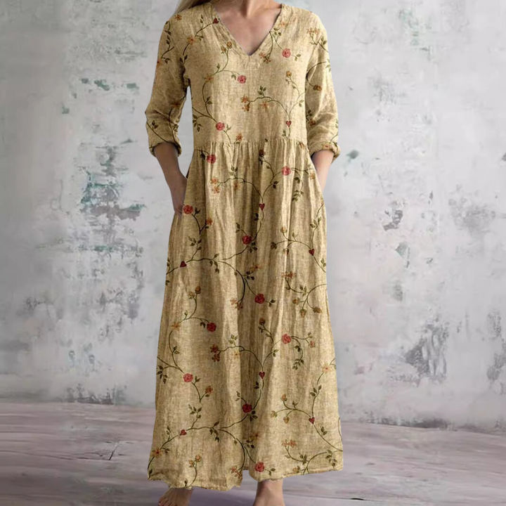 Sommerkleid_fuer_Damen_V_Ausschnitt_mit_Blumenmuster_5