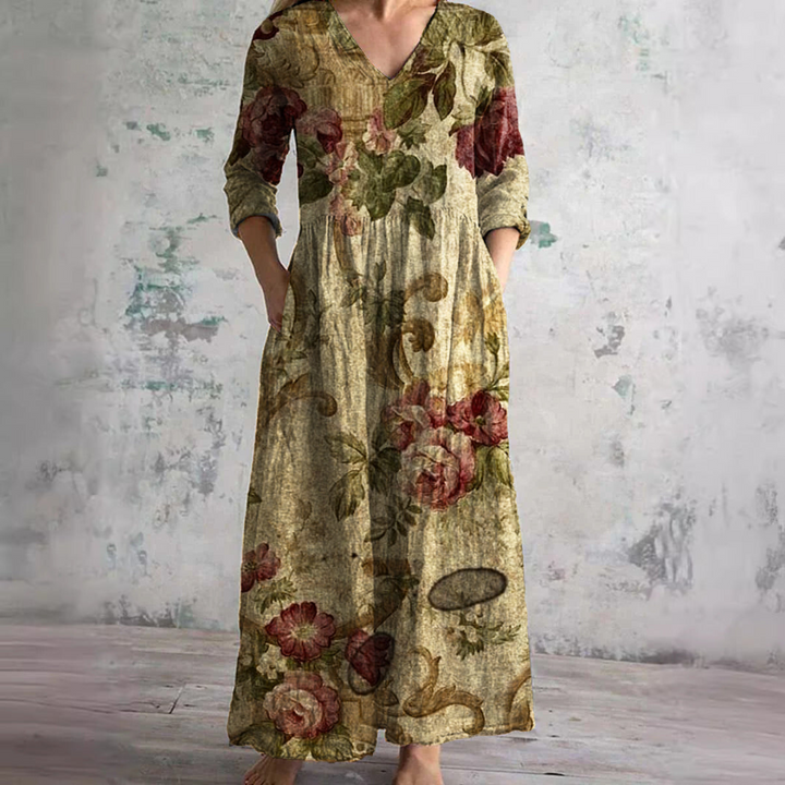Sommerkleid_fuer_Damen_V_Ausschnitt_mit_Blumenmuster_8