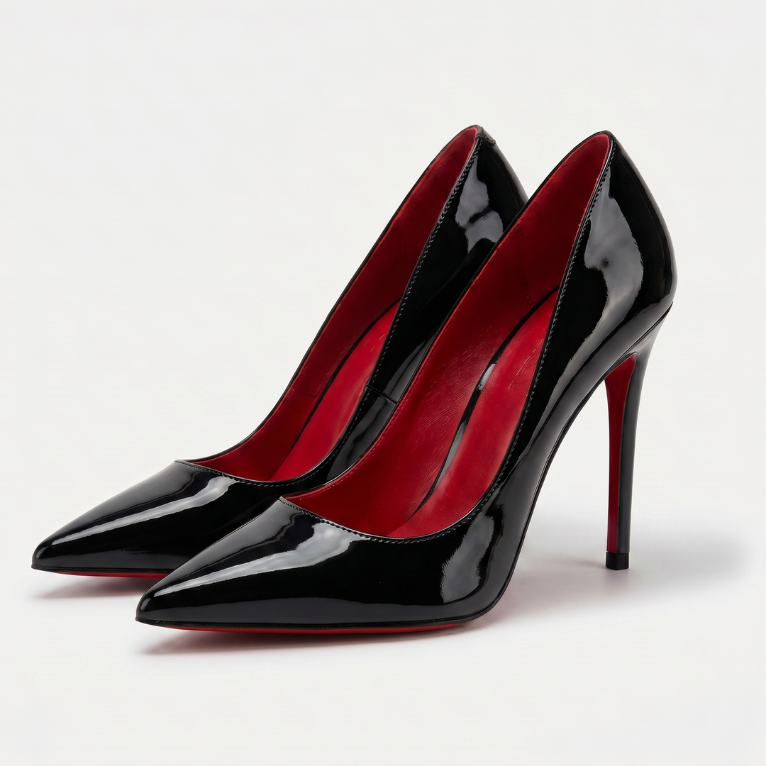 Zapatos de tacón stiletto con punta afilada y acabado en charol para mujer