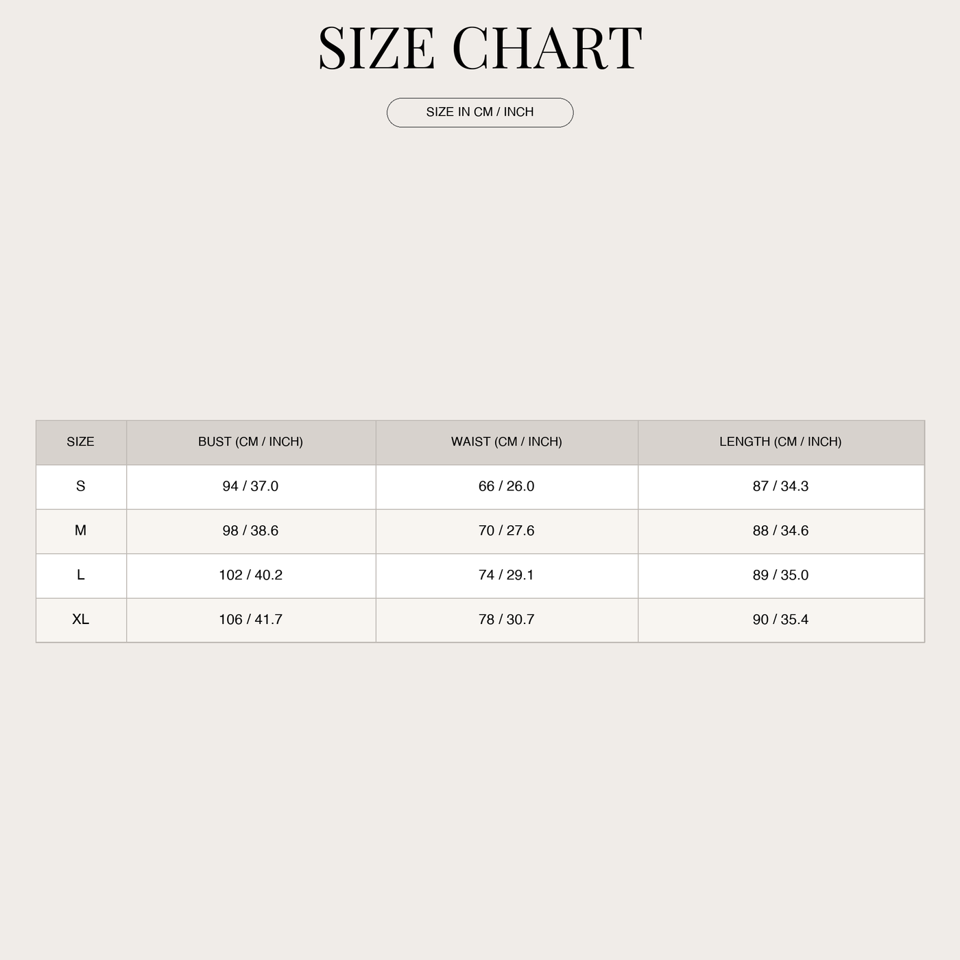 Abito da spiaggia in cotone con scollo a V da donna size chart