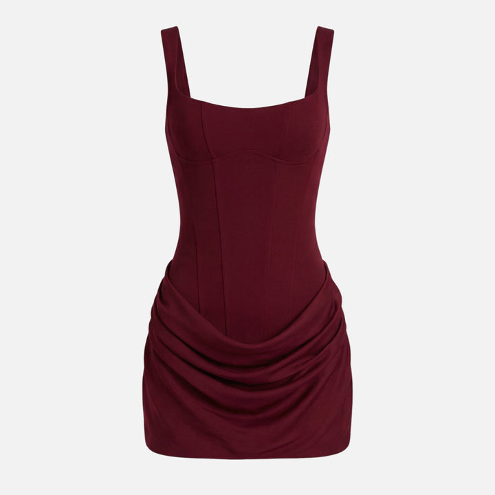 Rochie mini elastică cu corset și drapaje pentru femei