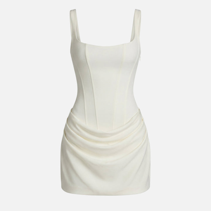 Rochie mini elastică cu corset și drapaje pentru femei