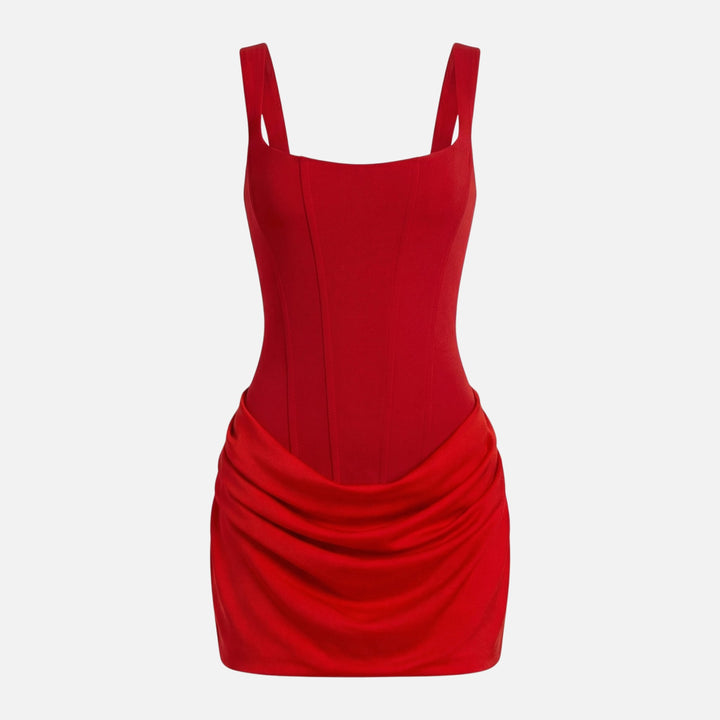 Rochie mini elastică cu corset și drapaje pentru femei