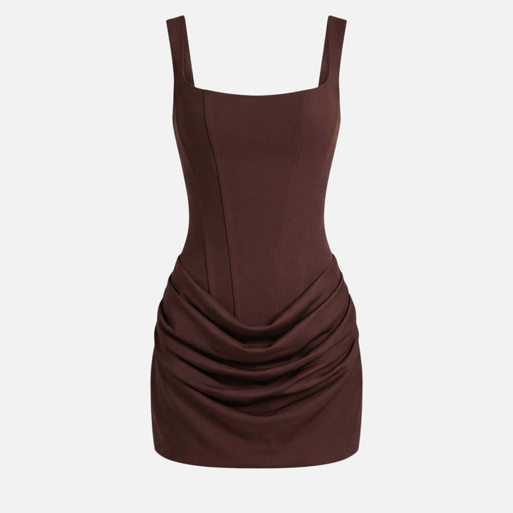 Rochie mini elastică cu corset și drapaje pentru femei