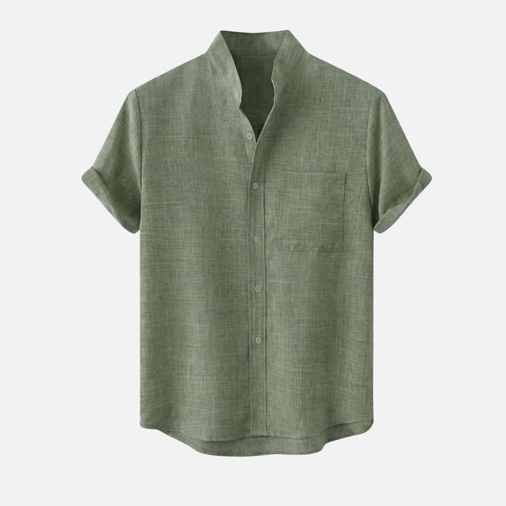 Camicia estiva in misto cotone con collo alto da uomo