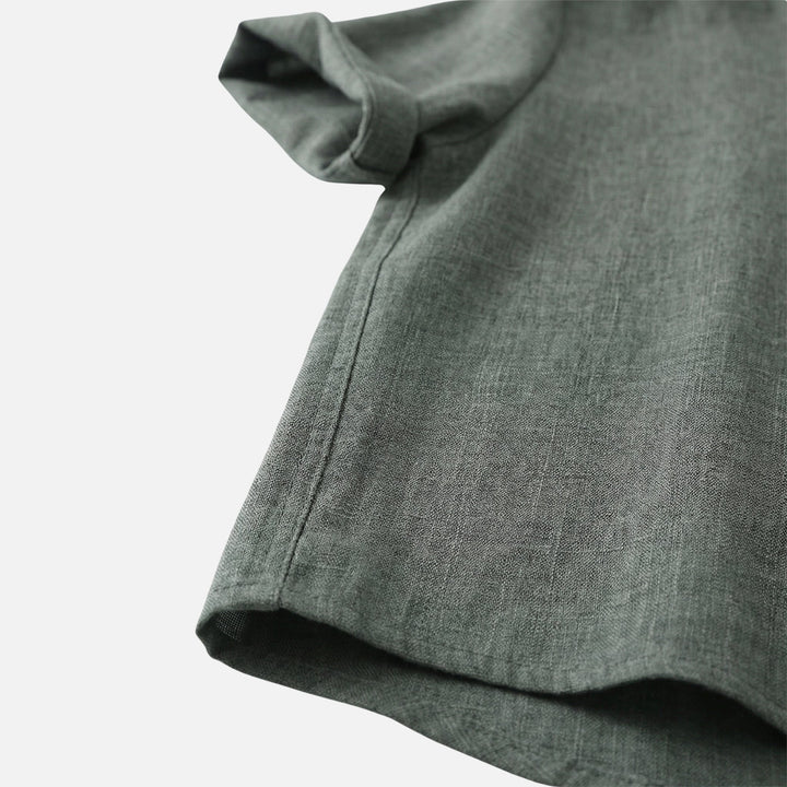 Camicia estiva in misto cotone con collo alto da uomo