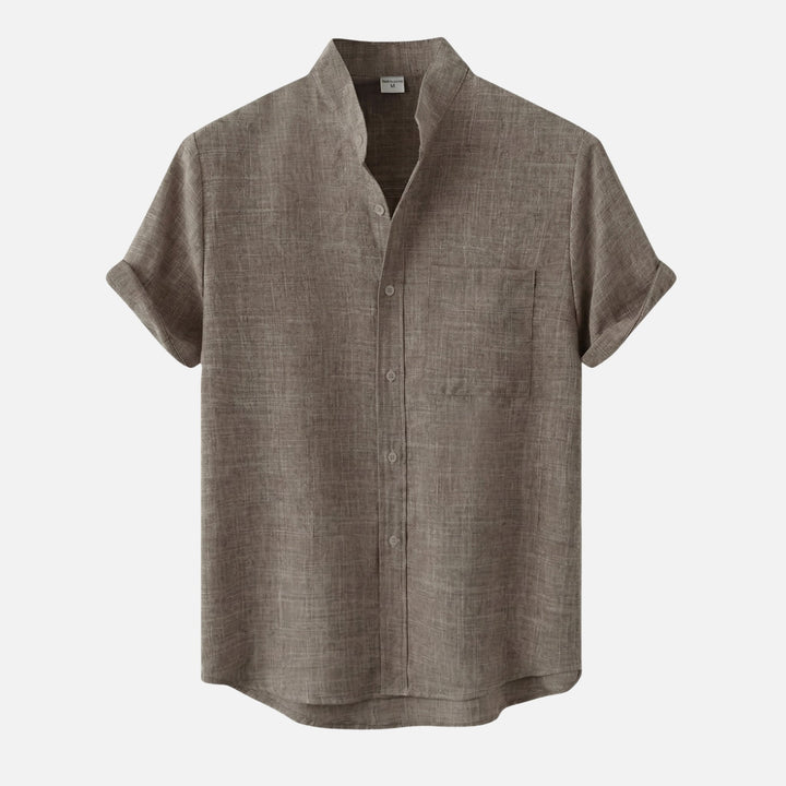Camicia estiva in misto cotone con collo alto da uomo