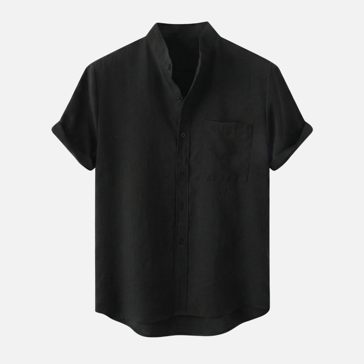 Camicia estiva in misto cotone con collo alto da uomo