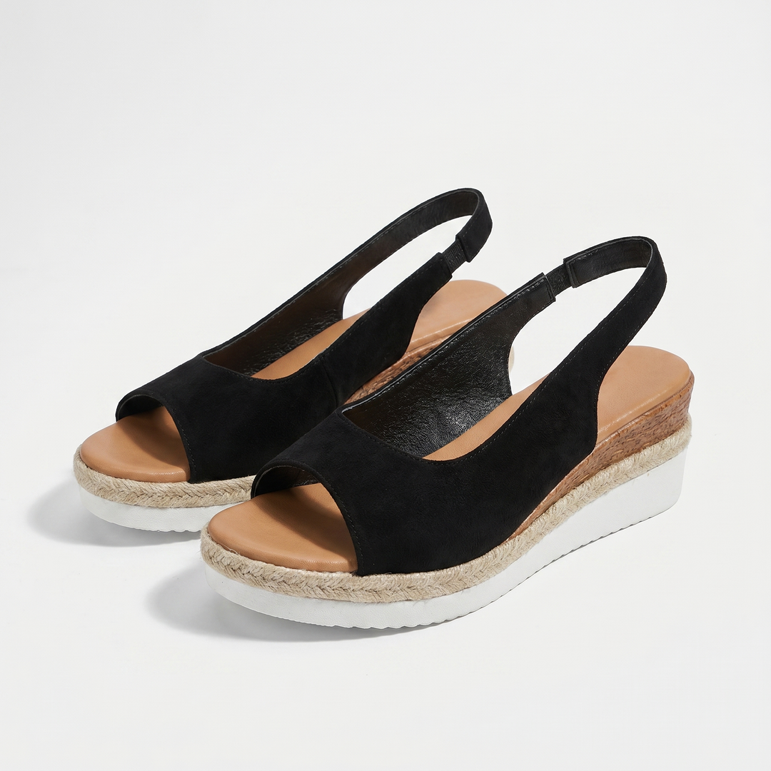Sandali in pelle scamosciata con zeppa platform e dettagli espadrillas da donna