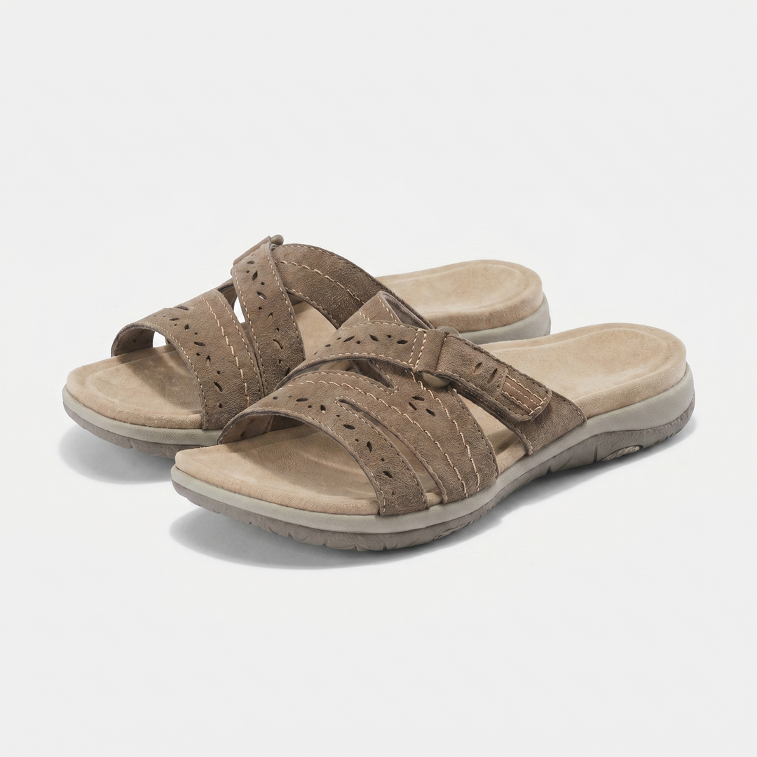 Sandalias de gamuza para mujer con cierre de velcro ajustable