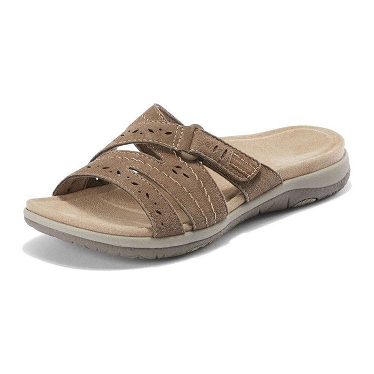 Sandalias de gamuza para mujer con cierre de velcro ajustable