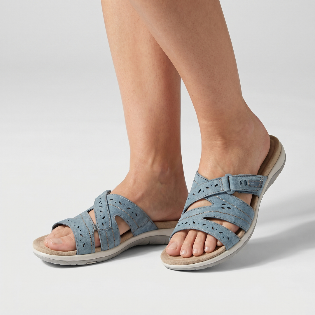 Sandalias de gamuza para mujer con cierre de velcro ajustable