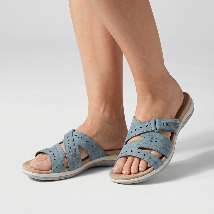 Sandalias de gamuza para mujer con cierre de velcro ajustable