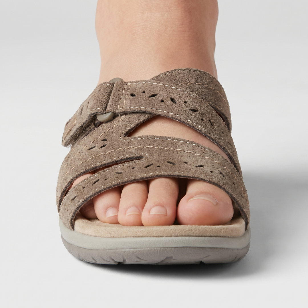 Sandalias de gamuza para mujer con cierre de velcro ajustable