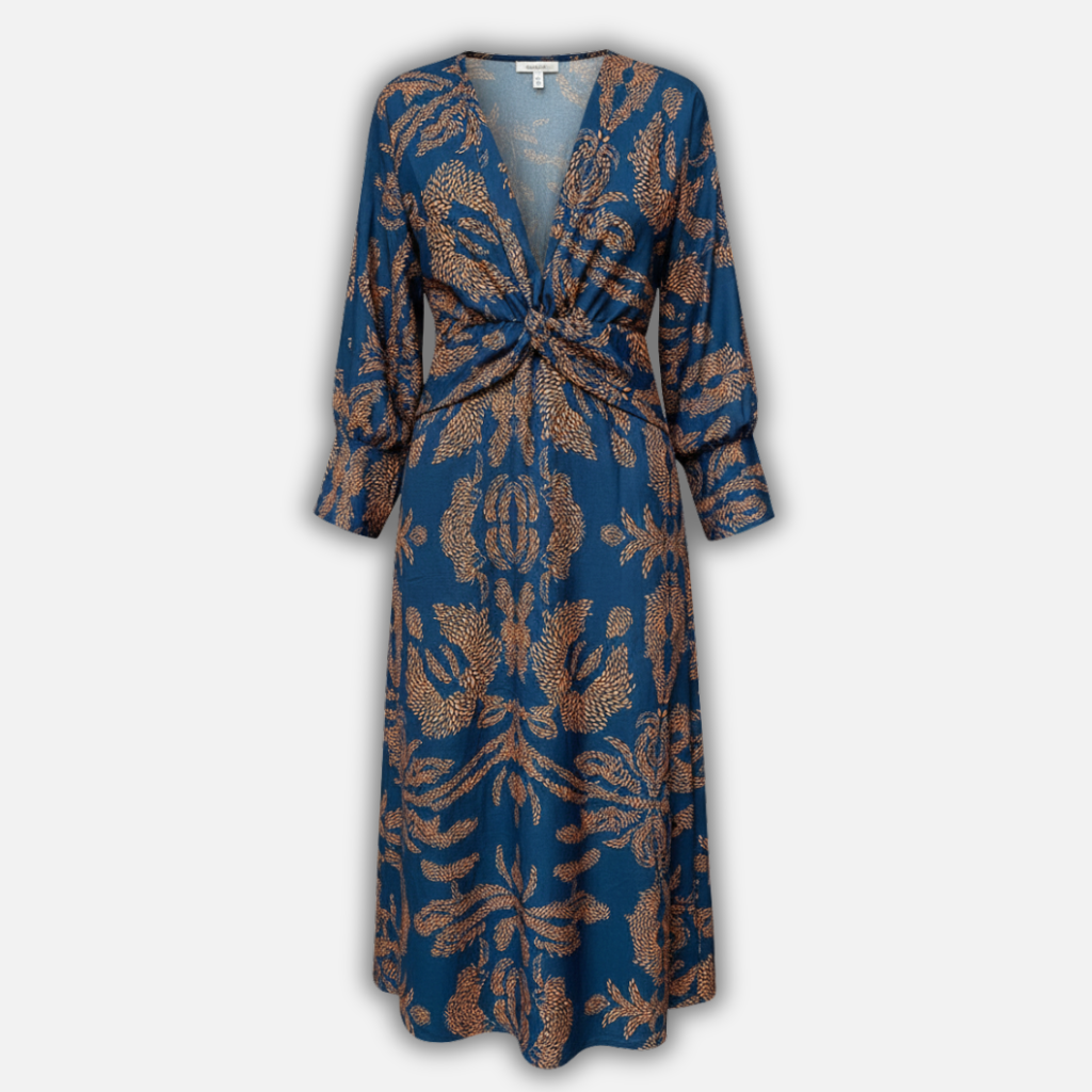 Boho-Maxikleid mit V-Ausschnitt – Sommerliches Langarmkleid für Damen
