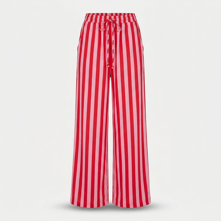Pantaloni estivi a righe verticali con gamba larga da donna